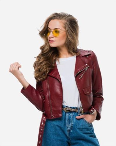 Textured vegan leather moto Jacket